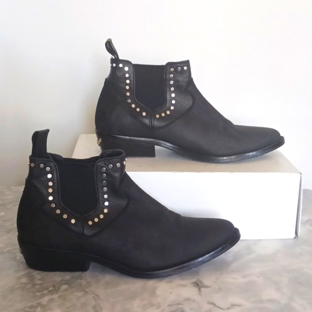 𝅺Zadig & Voltaire Studded Western Booties, Size 7